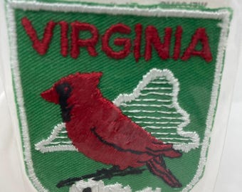 Vintage Virginia Patch, Cardinal & Dogwood Souvenir, Voyager Packaging