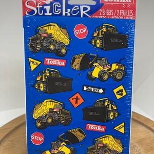 American Greeting Stickers Tonka 1997 Hasbro Trucks Signs USA versiegelt Vtg Junk Journal Scrapbook Truck lover Dump Truck Bagger Bulldozer