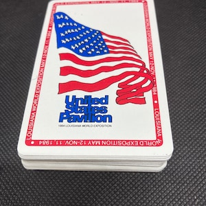 1984 Exposición Mundial de Luisiana Naipes Pabellón de los Estados Unidos Recuerdo Nueva Orleans