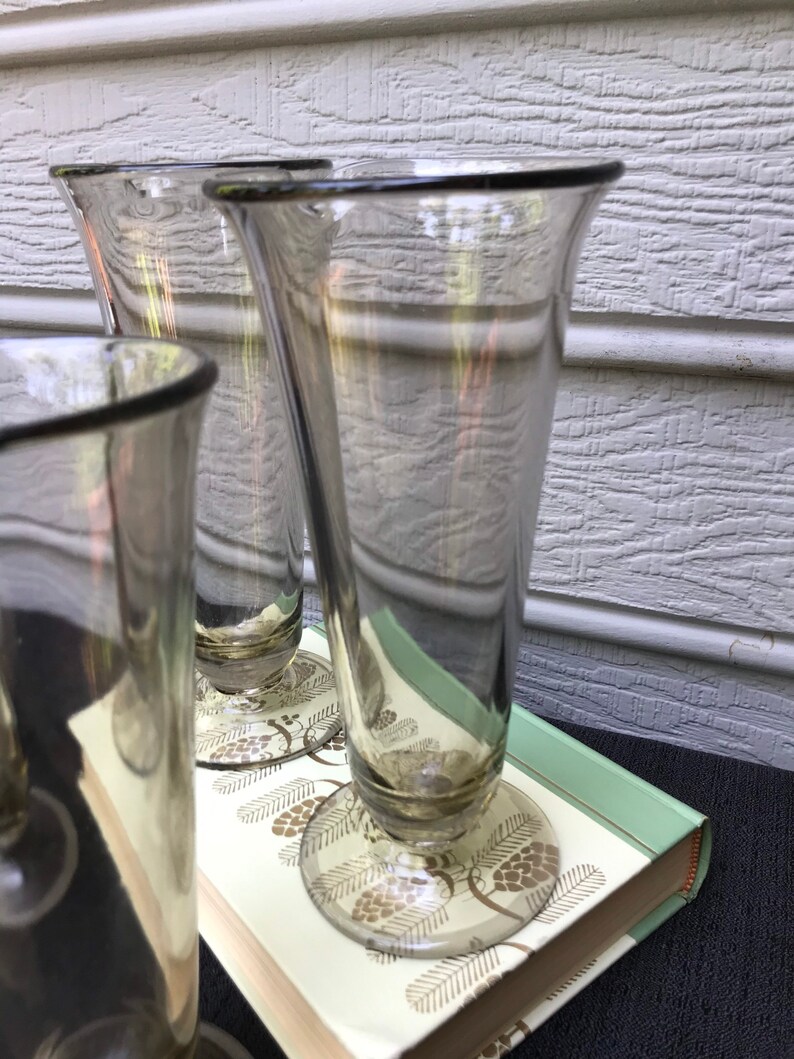 Vintage Smoked Glass Drink Mixer set of 4 Vintage Barware