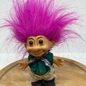 Russ Berrie TROLL kids collectible Troll doll camper fishing brown eyes vintage 1990’s collection