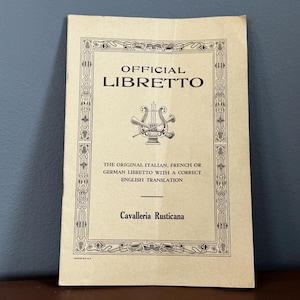 Vintage Opera Program: Official Libretto Cavalleria Rusticana 1930s