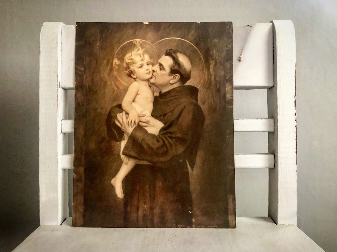 Vintage Print of St. Anthony With the Baby Jesus... Vintage Religious