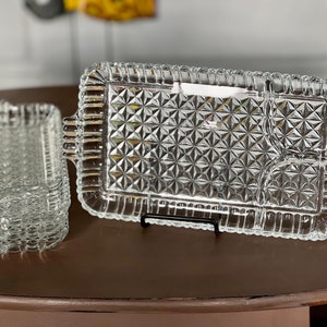 Vintage Anchor Hocking Pressed Glass Sushi Plates - Set of 4