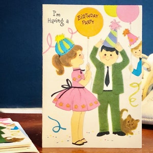 vintage 1950s 1960s birthday party invitations set of 6