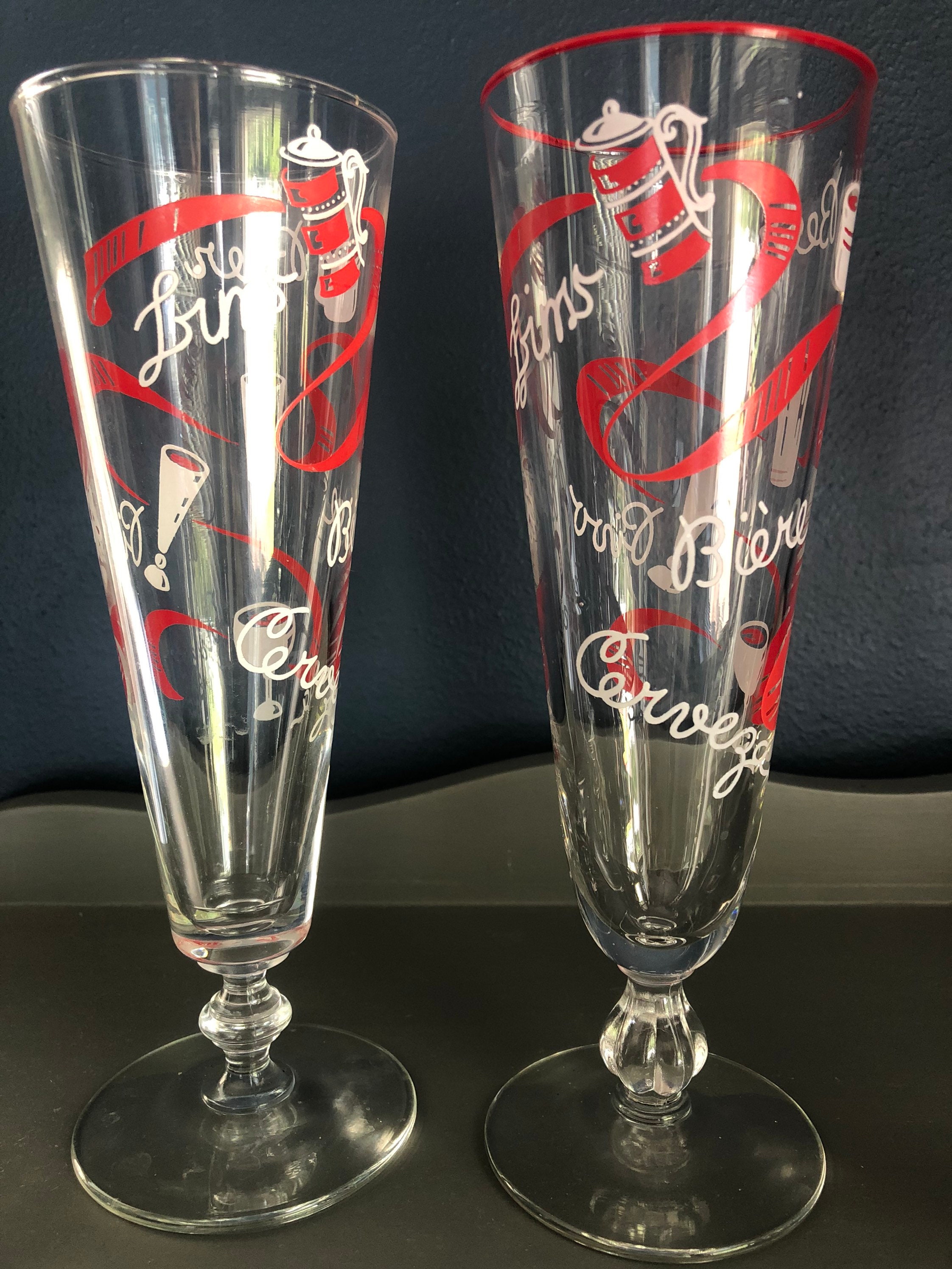 Set of 6 vintage libbey red Pilsner beer glasses with Etsy