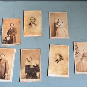 antique CDV Carte de Visite photographs, calling cards from civil war era, broadway new york photographers, some signed on back