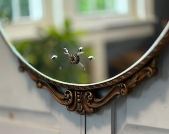 Antique Distressed Round Mercury Mirror: French Country Style Wall Decor