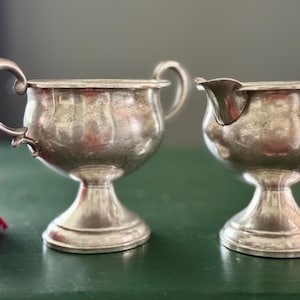 antique Hamilton weighted silver creamer and sugar bowl