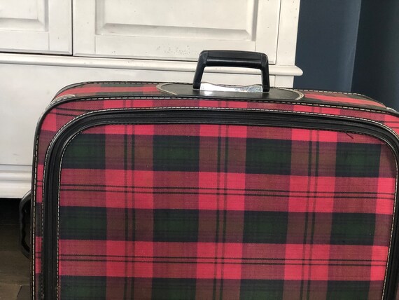 Vintage Red Tartan Plaid Echo Suitcase with wheel… - image 10