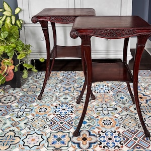 Vintage Zangerle & Peterson Regency End Tables: Mahogany Nightstands, 1940s Furniture