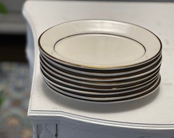 vintage appetizer plates, set of 8 homer laughlin bone china with gold rim tapas plates