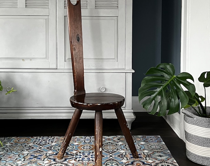 RESERVED Vintage William Fetner Keyhole Chair-primitive Wood Fireside