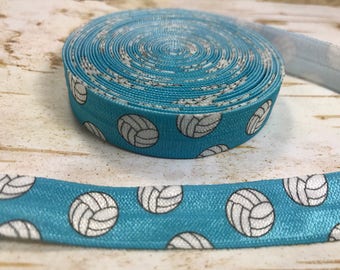 Purple Volleyball Fold Over Elastic Foe White Black Diy Hair Etsy