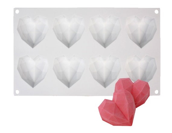 Cake Hearts Cake Gems Diamond Heart 3D Cakesicle Silicone Mould