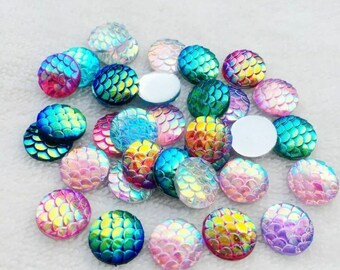 Face paint gems | round resin crystals fish scale | 12mm | face blings