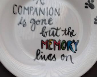 Hand painted pet loss memorial side plate