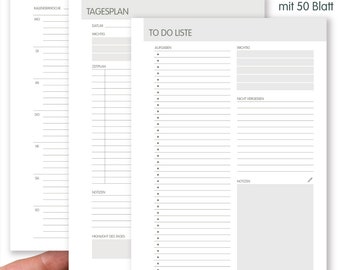 Set of 3 weekly planners, daily planners and todo pad A5 minimalist design