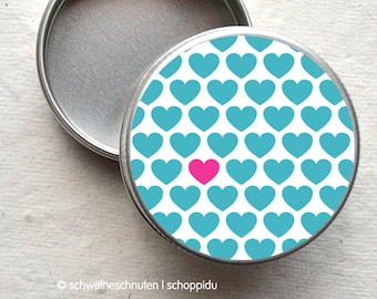 Minidöschen Blaue Herzchen mit Pink