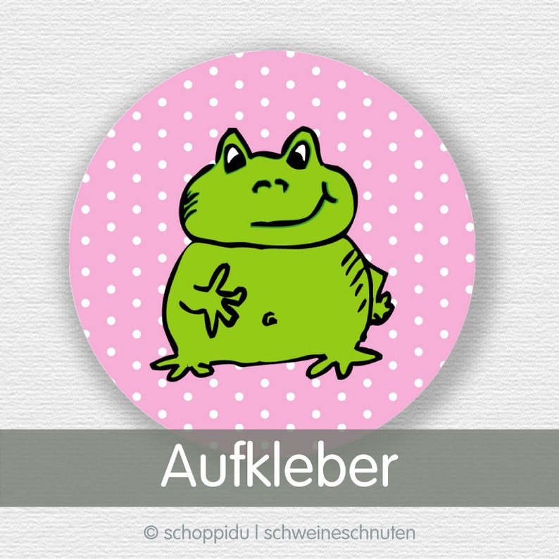 20 Stickers Frog, Pink Polkadots image 1