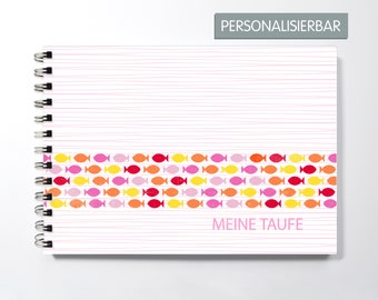 Gästebuch Fische Pink Orange Taufe Kommunion Konfirmation Firmung