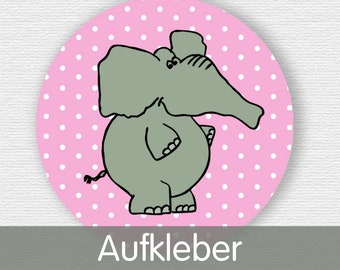 20 Aufkleber Elefant Polkadots Rosa