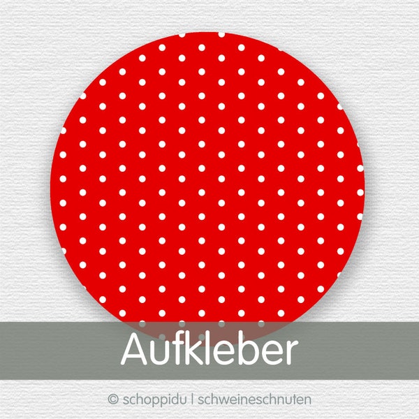 20 Aufkleber Polkadots, Punkte, rot, weiß