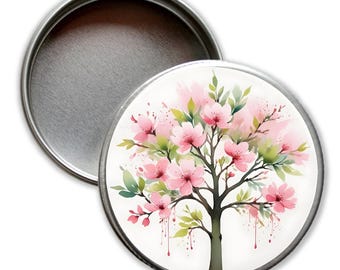 Small gift tin Small tree cherry blossoms, round metal