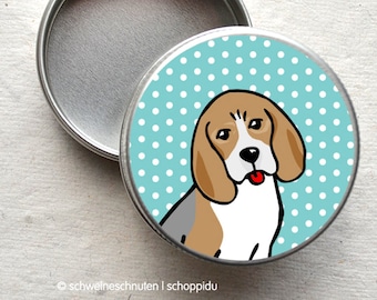 Pillendose Beagle blaue Polkadots