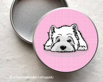 Mini Tin Westie West Highland Terrier Dog Pink