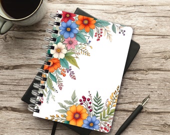 Notebook Ring Binder A6, Colorful Flower Meadow, Lined