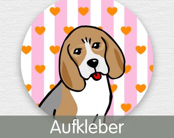 20 Aufkleber Beagle mit Herzchen