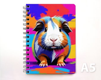 Ringbuch Notizbuch Tagebuch DIN A5 - Meerschweinen, Pop Art, Disco Piggy