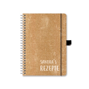 Rezeptbuch zum Selberschreiben A5, Kraftkarton Design, Cover personalisierbar mit Namen, Familienrezepte