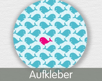 20 Aufkleber Wale mit Pink