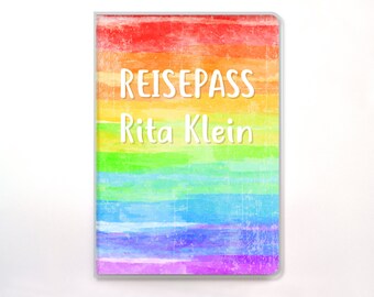 Reisepasshülle, Impfpasshülle, Ausweishülle, personalisierbar, Regenbogen