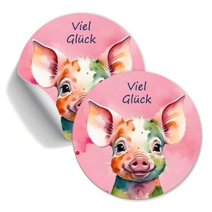 Aufkleber Glücksschweinchen, Viel Glück, Papiersticker 30mm, 40mm 60mm, Geschenkaufkleber