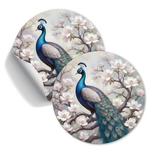 Aufkleber Pflau mit weißen Blüten, Papiersticker 30mm, 40mm 60mm, Geschenkaufkleber