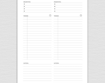 Tagesplan 2 Tage auf einer Seite zum Ausdrucken, A5 und A4, Prioritäten, Termine, Notizen - ZweiTagePlan_011