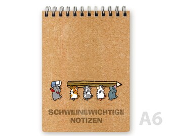 Notepad A6 To do list notes shopping list lined paper guinea pig pig important notes nature