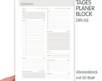 Tagesplaner Block A5, Aufgabenliste, Mahlzeitentracker, Fitnesstracker, Zeitplanübersicht Notizblock Minimalistisches Design