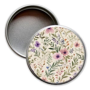 Kleine Pillendose Filigrane Blumen Blüten Rosa Lila, Geschenkdose, Schmuckdose, Minidose rund Metall