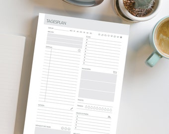 Tagesplaner Block A5, Aufgabenliste, Mahlzeitentracker, Fitnesstracker, Zeitplanübersicht Notizblock Minimalistisches Design