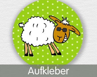 20 Aufkleber weißes Schaf mit Sonnenbrille