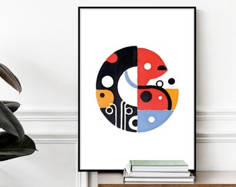 Poster Kunstdruck Geometrische Tierform Mid Century Style Nr. 149 in verschiedenen Formaten