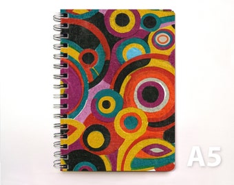 Ring Binder Notebook Diary DIN A5 - Geometric Shapes Psychedelic
