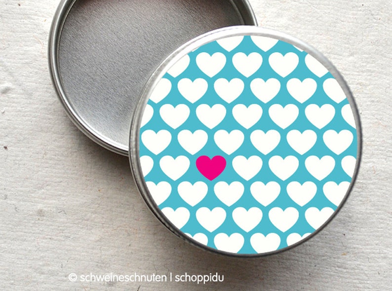 Minidose Herzchen hellblau pink Bild 1