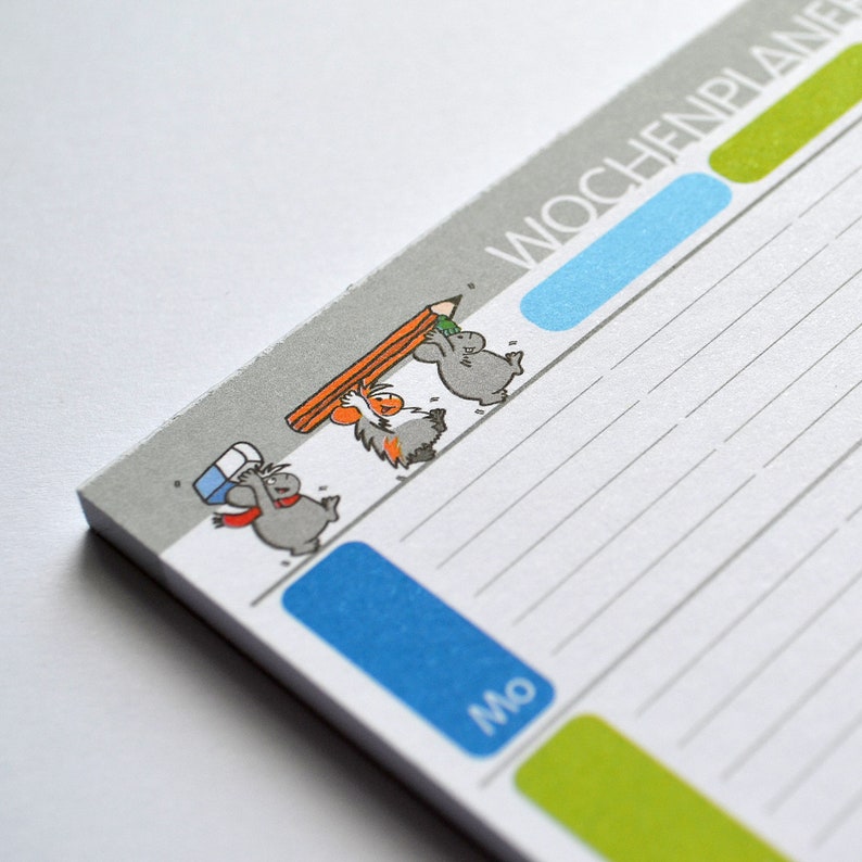 Weekly planner block, family planner with guinea pigs DIN A5 image 3