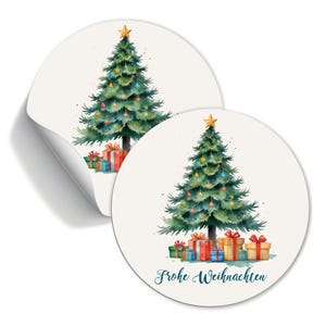 Aufkleber Tannenbaum, Weihnachtsbaum, Weihnachtskugeln und Geschenke, Papiersticker 30mm, 40mm 60mm, Geschenkaufkleber