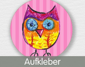 20 Aufkleber Eule Pink